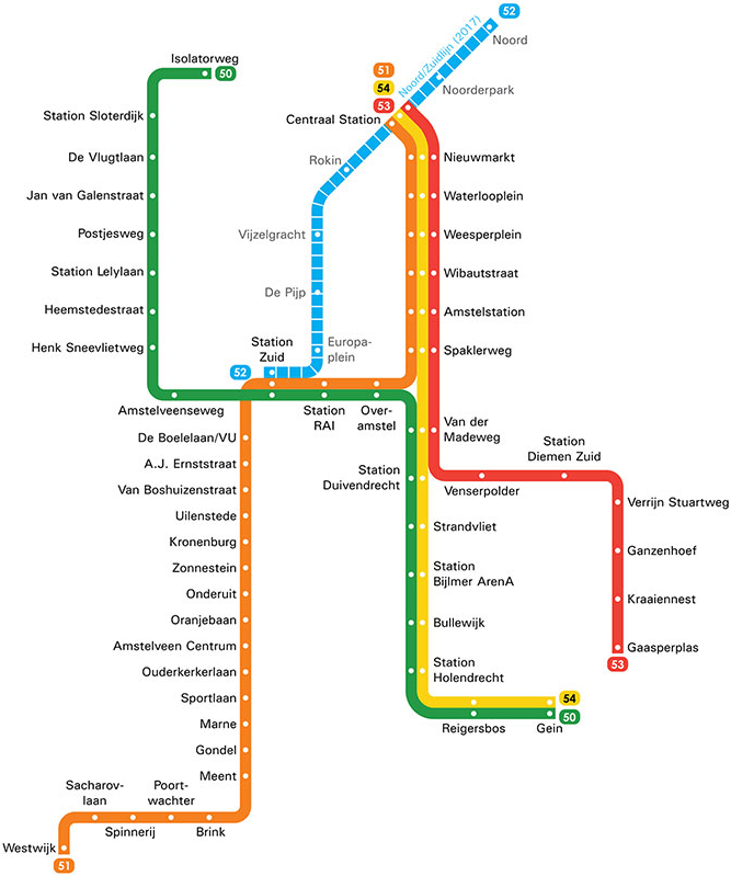 Metro map Amsterdam